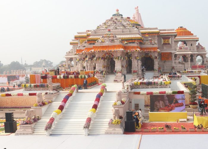 Glimpses of Pran Pratishtha ceremony of Shree Ram Janmaboomi Temple in Ayodhya, Uttar Pradesh on January 22, 2024. PM presents on the occasion.